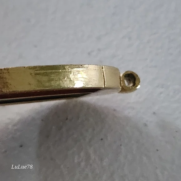 Goldtone and Brown Oval Pendant - Picture 4 of 9